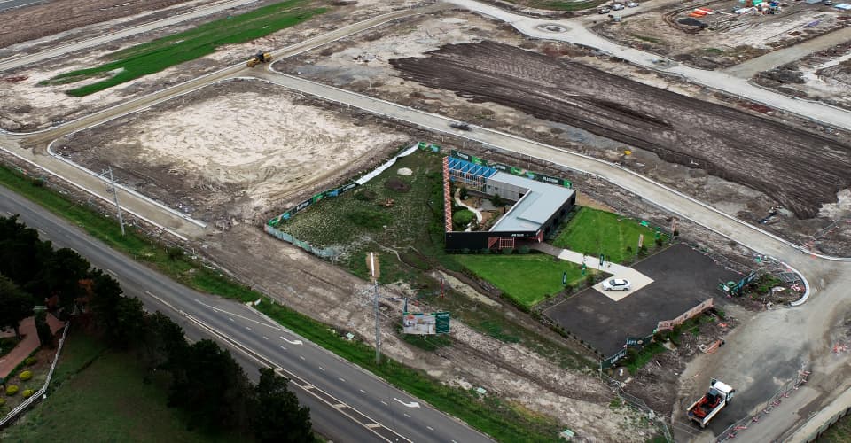 Arial view of construction